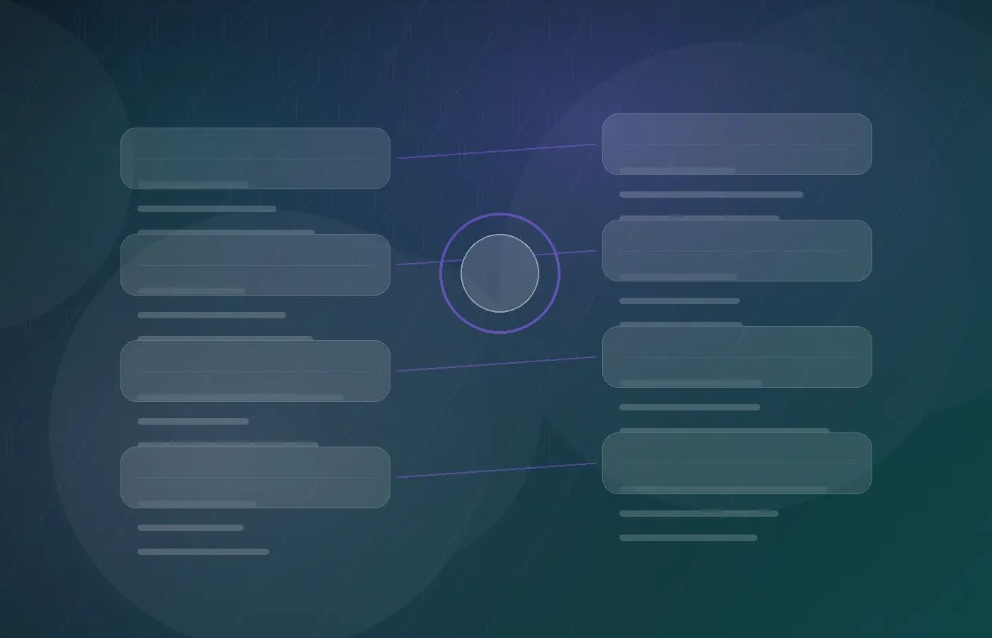 Abstract data-processing visual showing controlled API handoffs and platform data flow.